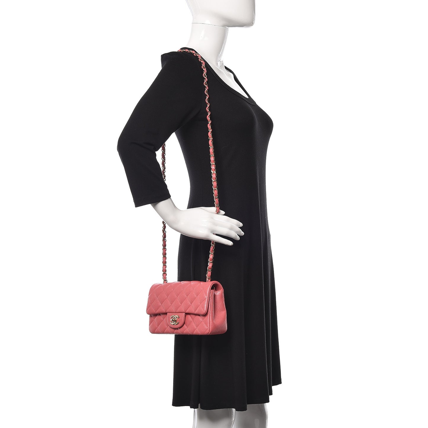Caviar Quilted Mini Rectangular Flap Pink
