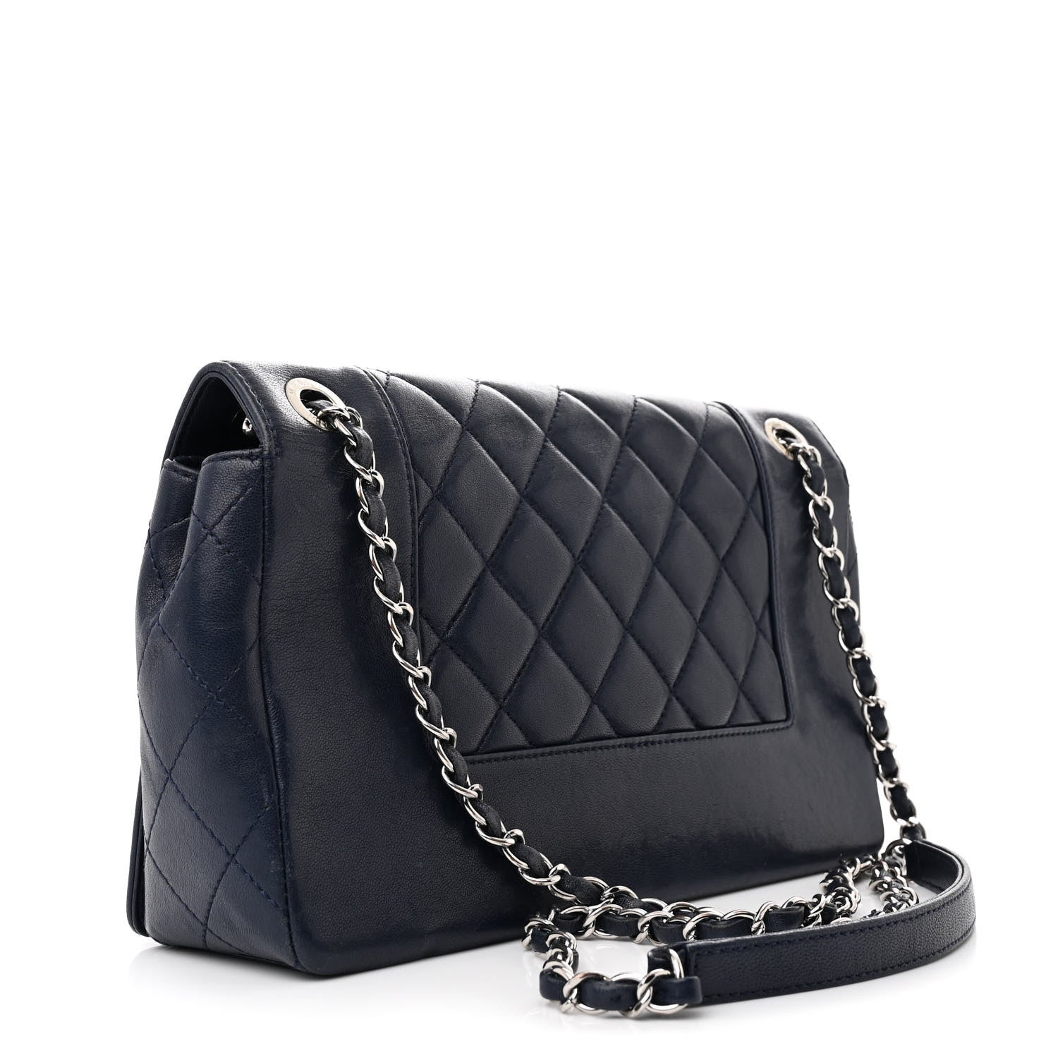 Chanel Sheepskin Quilted Vintage Mademoiselle Flap Dark Navy 3 of 15