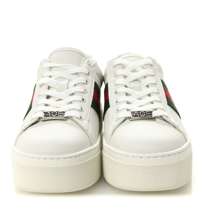 Gucci Ultralight Plume Calfskin Web Womens Ace Platform Sneakers 35.5 White 2 of 10