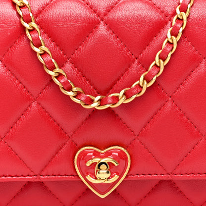 Chanel Lambskin Plexiglass Quilted Coco Love Wallet On Chain WOC Red 8 of 10
