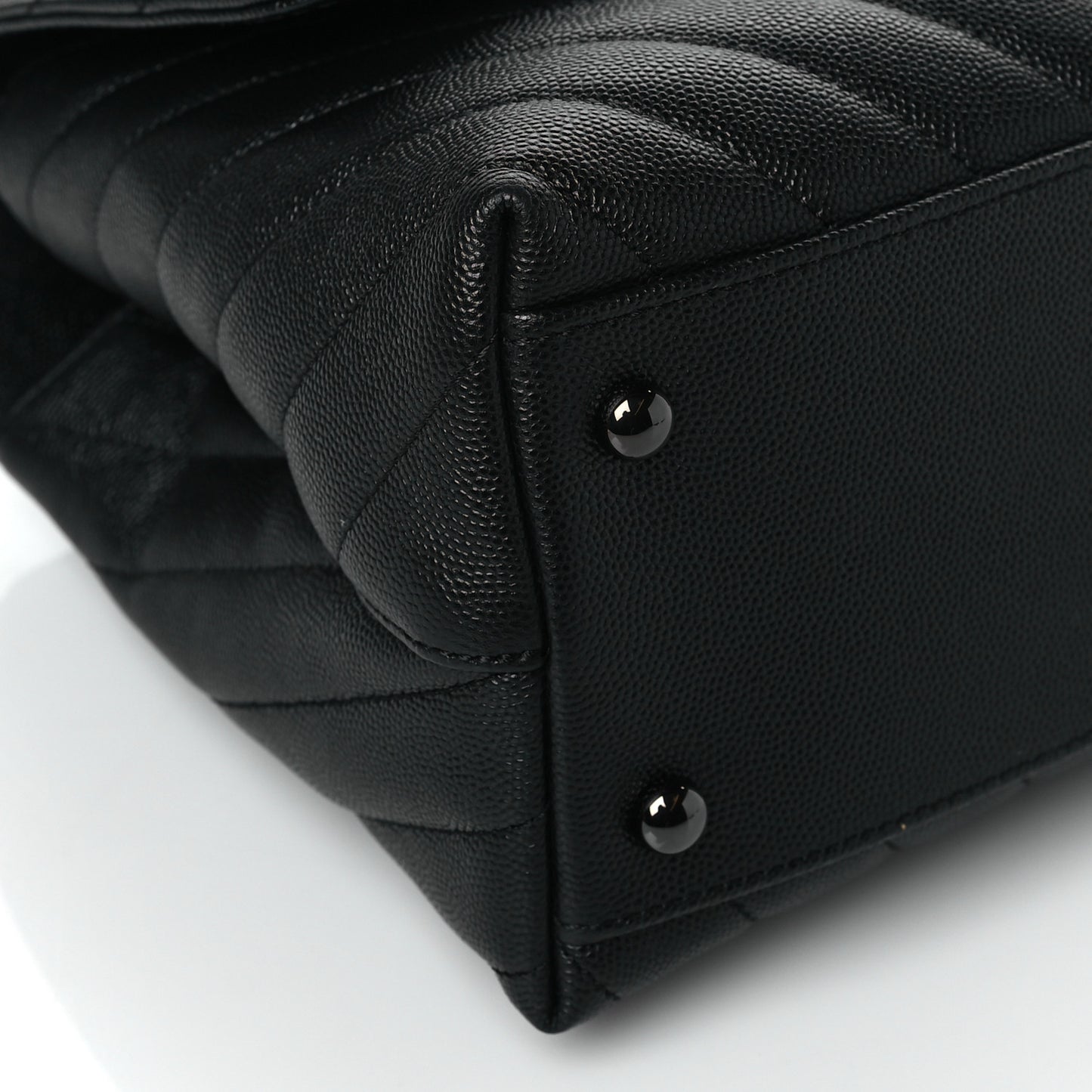 Caviar Chevron Quilted Small Coco Handle Flap So Black