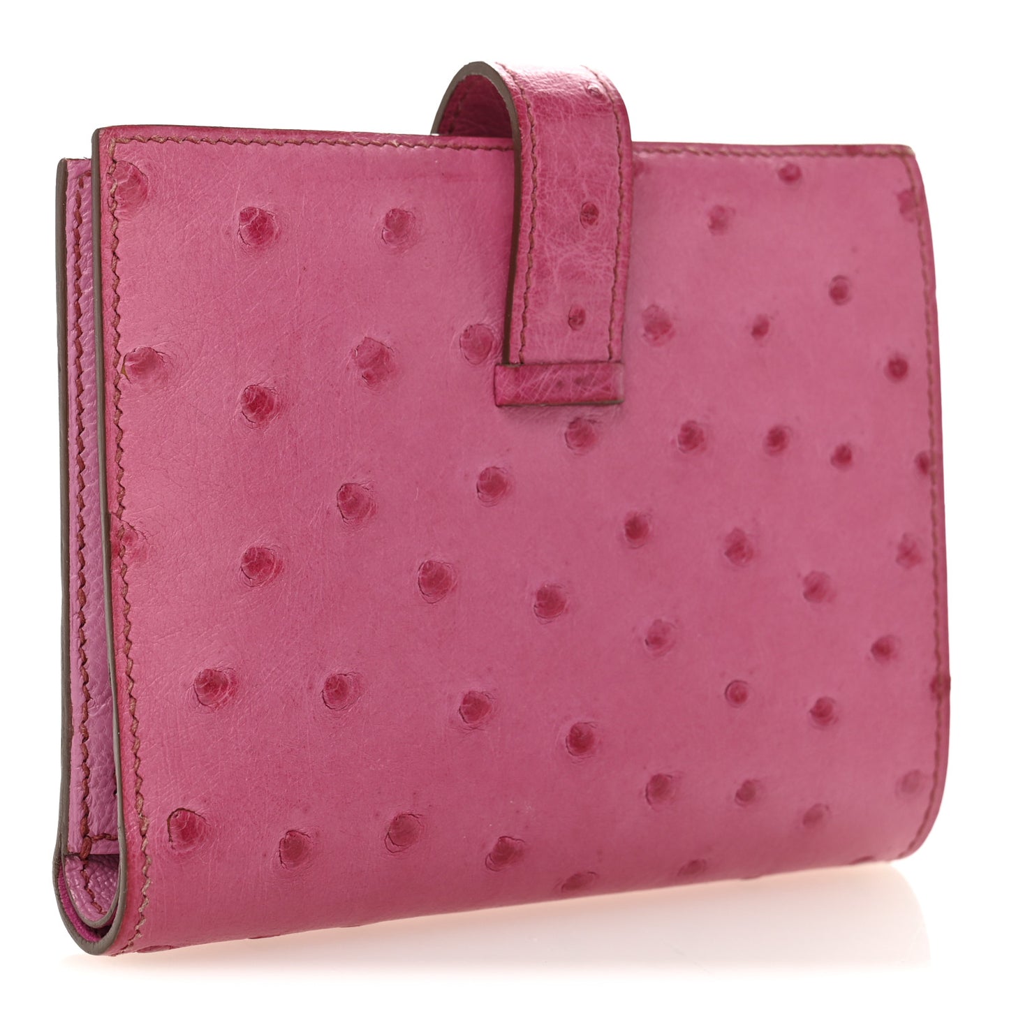 Ostrich Bearn Compact Wallet Fuchsia