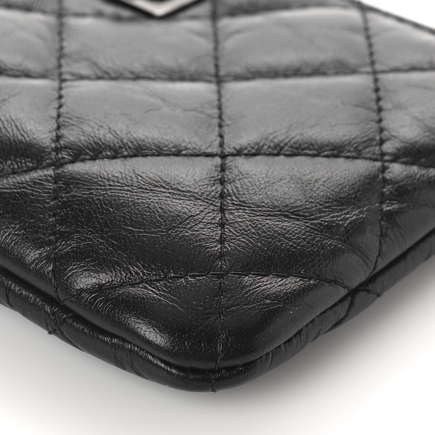 Chanel Aged Calfskin Quilted Small Reissue Cosmetic Case So Black 9 of 10