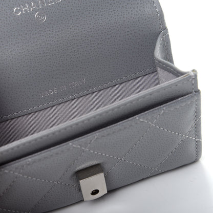 Chanel Grained Calfskin Quilted CC Box Flap Card Holder Grey 7 of 9