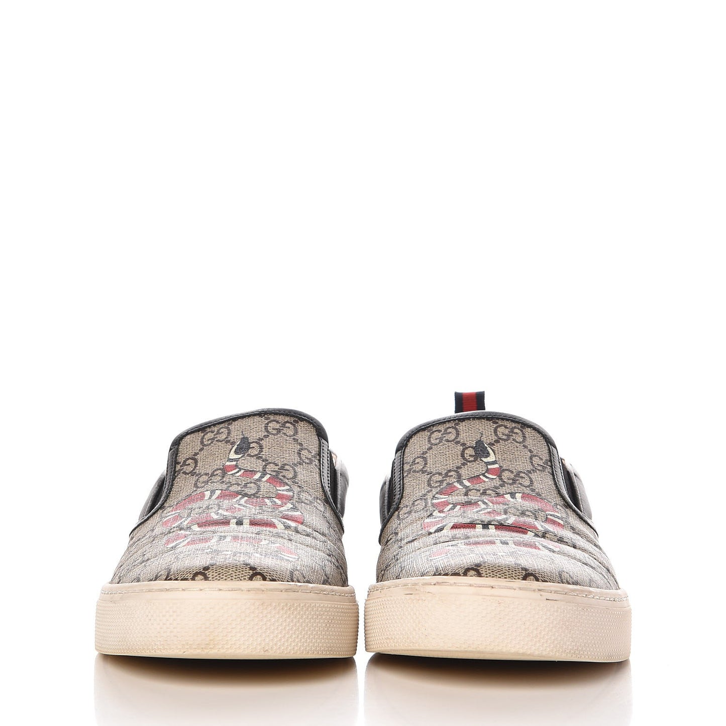 GG Supreme Monogram Snake Slip On Sneakers Brown