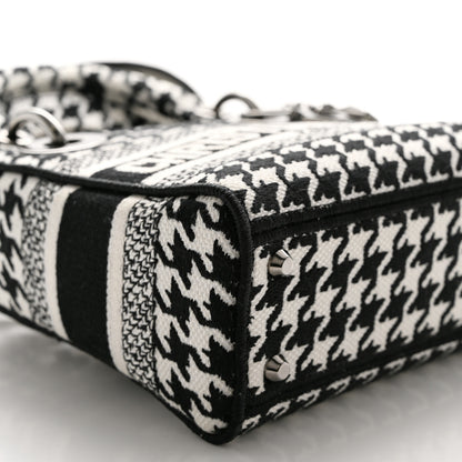 Christian Dior Canvas Houndstooth Embroidered Mini Lady D-Lite Black White 8 of 9