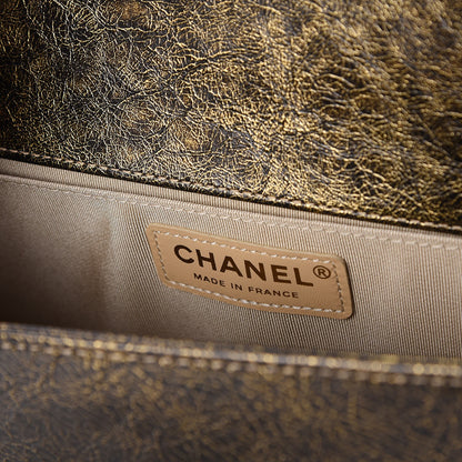 Chanel Cracked Metallic Calfskin Quilted Medium Boy Flap Gold 6 of 8