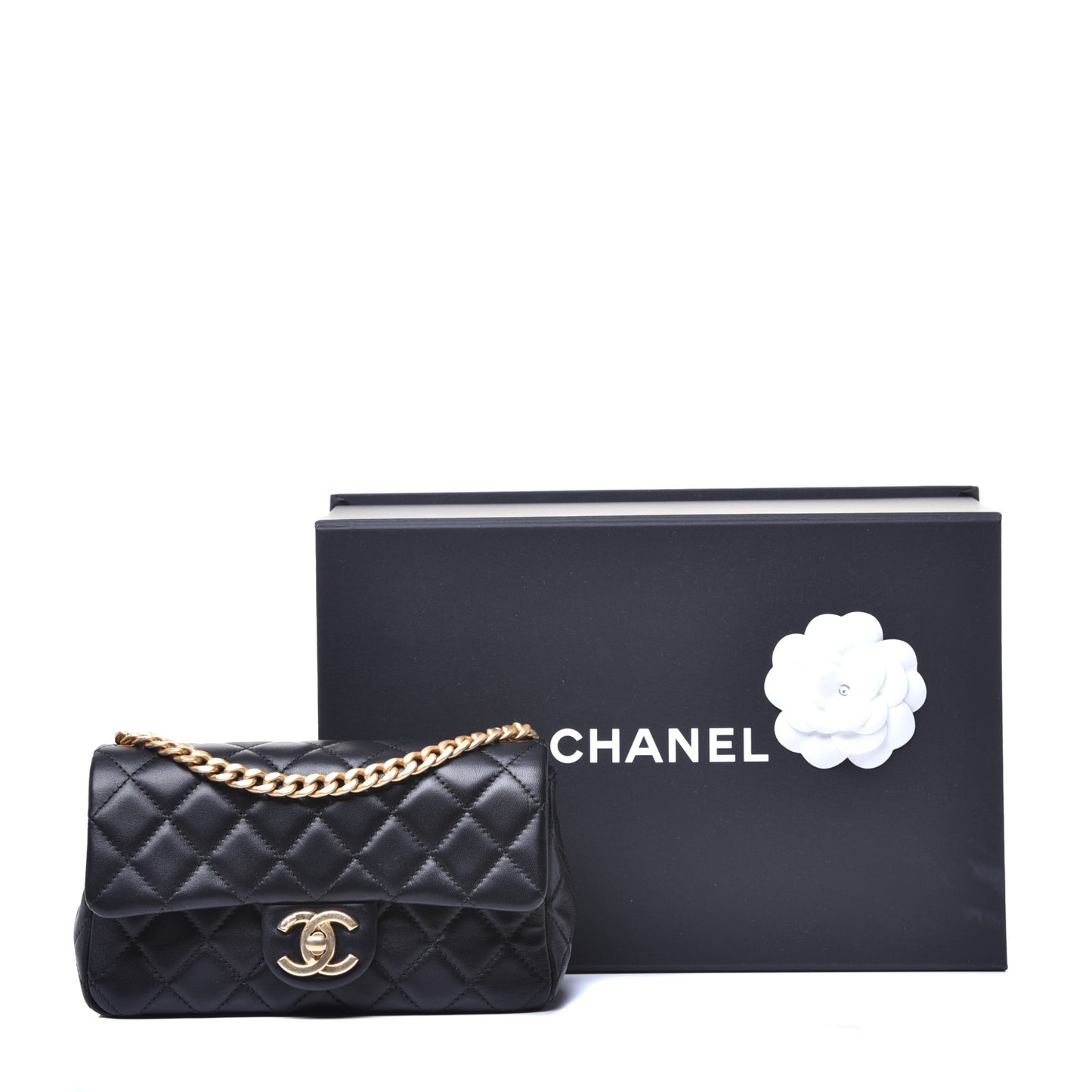 Lambskin Resin Quilted Mini Rectangular Pearl Samba Flap Black