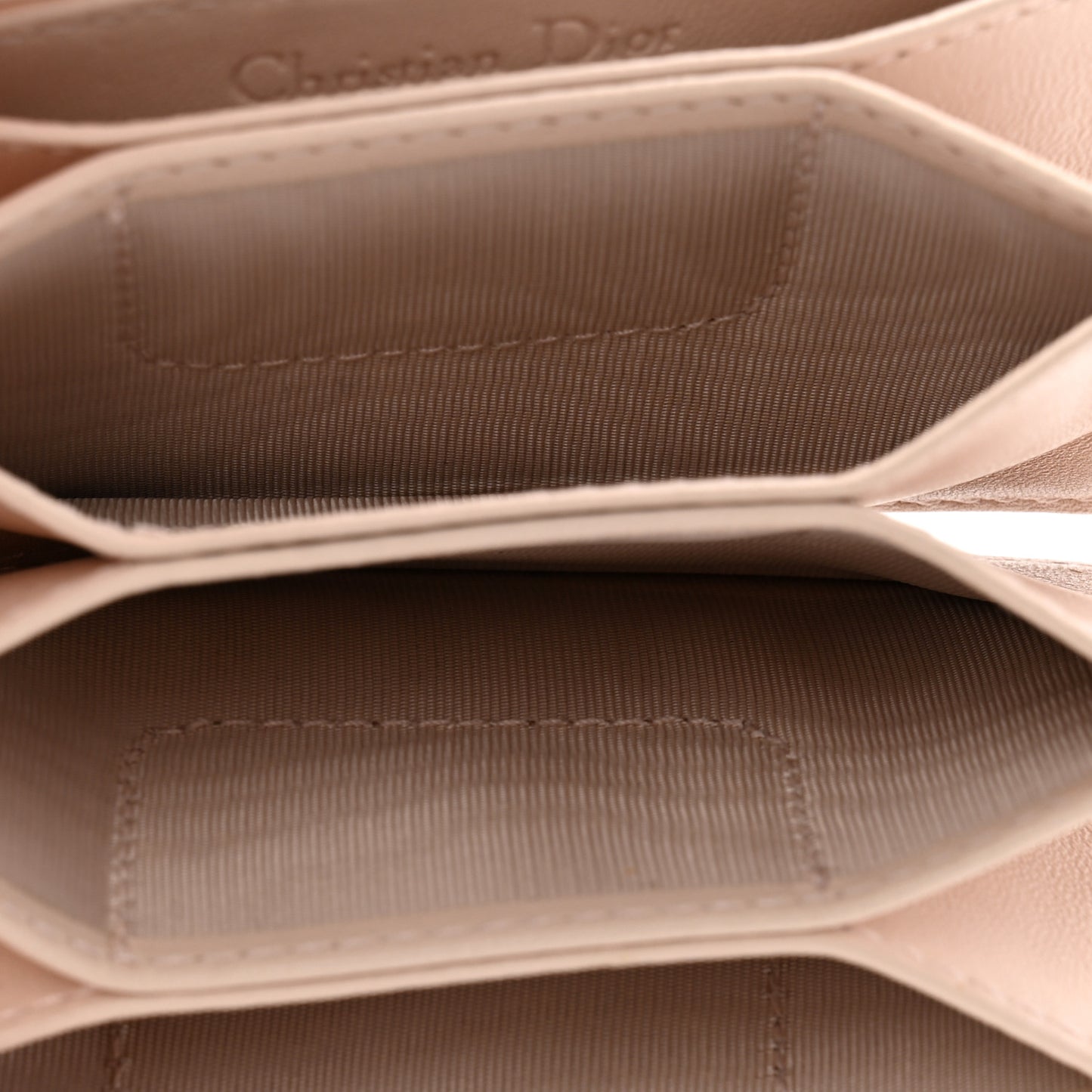 Lambskin Cannage Lady Dior 5-Gusset Card Holder Light Pink