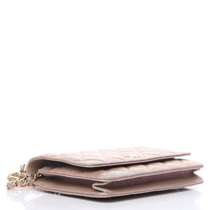 Chanel Iridescent Caviar Quilted Wallet On Chain WOC Beige 4 of 11