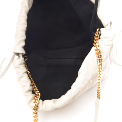 Saint Laurent Lambskin Star Printed Teddy Drawstring Bag White 6 of 11