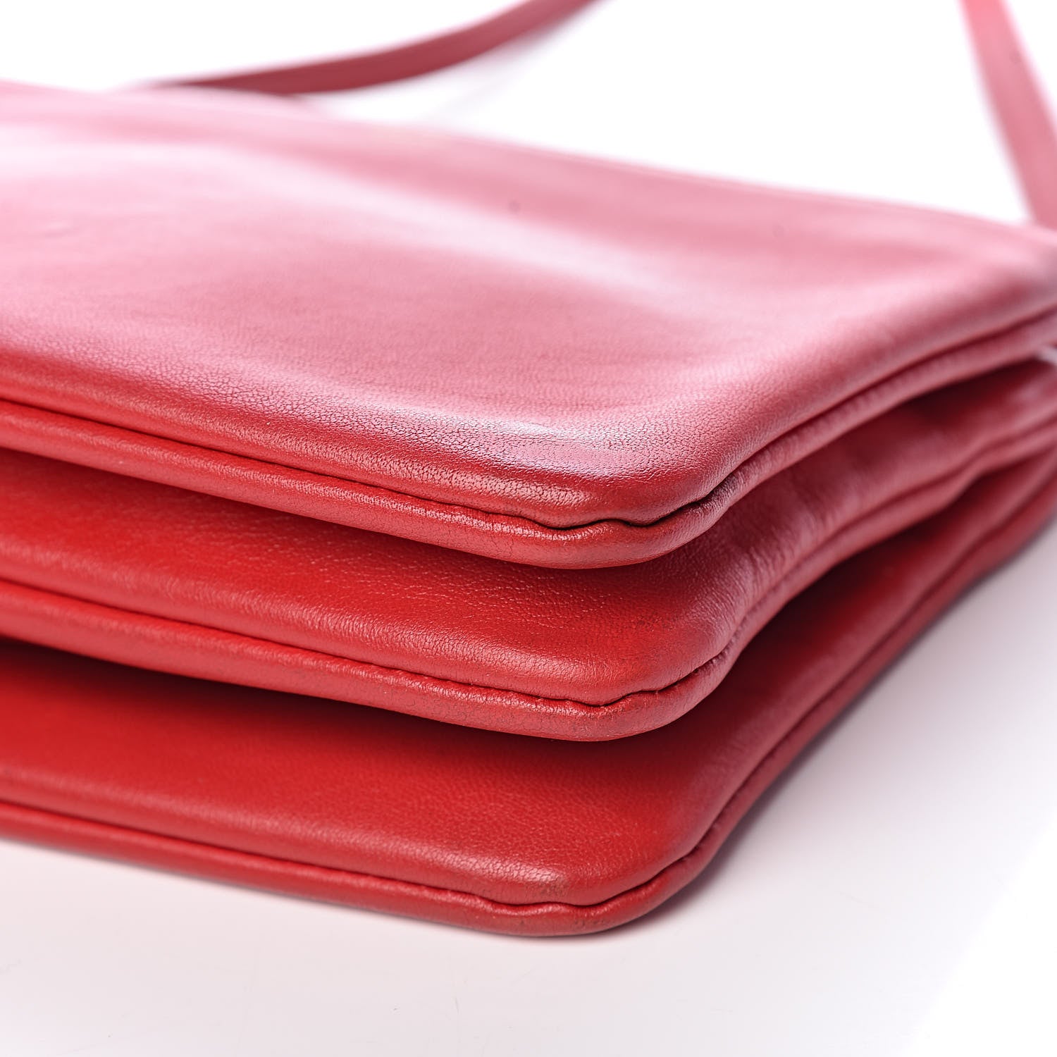 Celine Lambskin Small Trio Crossbody Bag Red 16 of 17