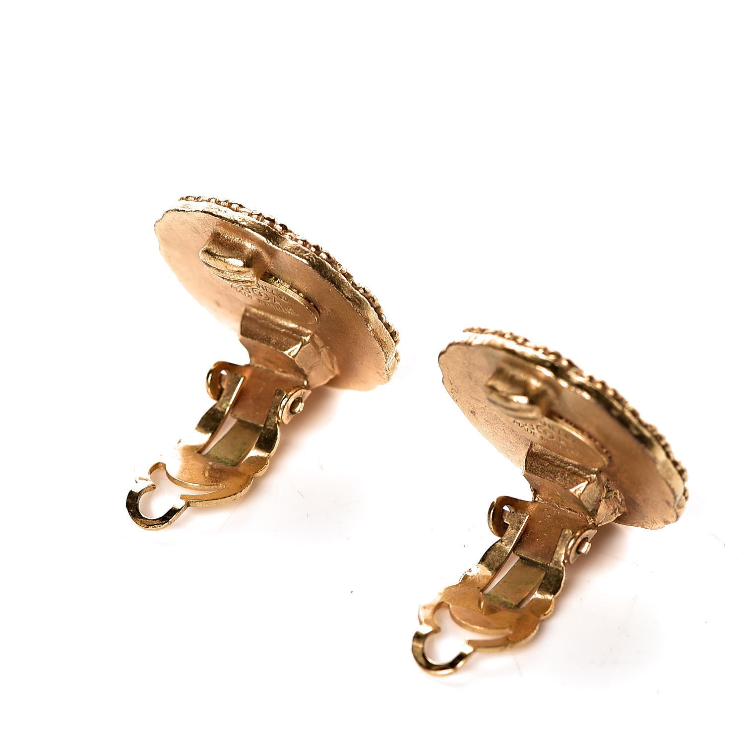 Chanel CC Button Clip On Earrings Gold 3 of 4