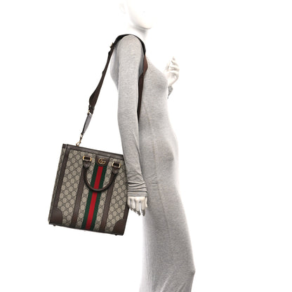 Gucci GG Supreme Monogram Textured Dollar Calfskin Web Medium Ophidia Tote Bag Beige Ebony 2 of 10