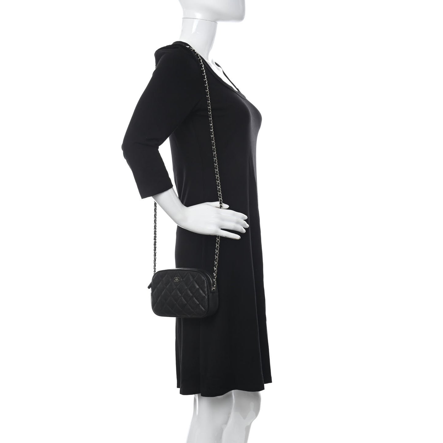 Lambskin Quilted Chic Riviera Top Handle Vanity Case Black