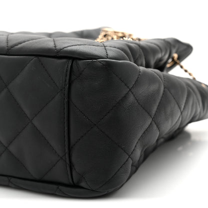 Chanel Goatskin Quilted Chain Drawstring Bag Black 10 of 10