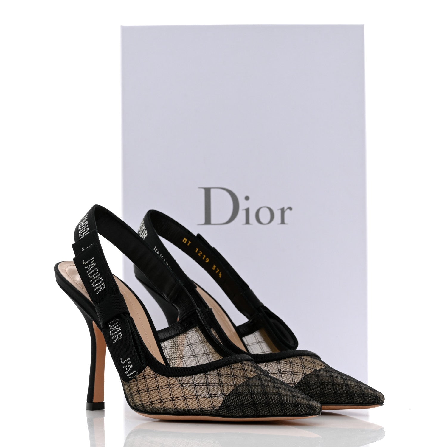 Christian Dior Mesh Net Crystal J'Adior Slingback 100mm Pumps 37.5 Black 9 of 9