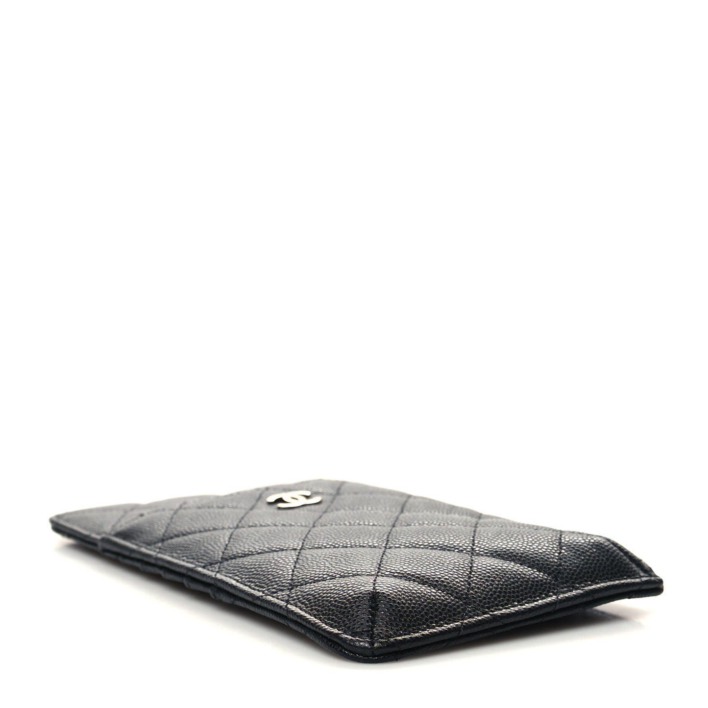 Caviar Quilted Classic Flat Wallet Pouch Black