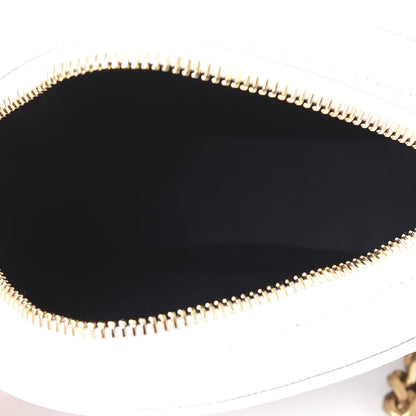 Saint Laurent Grain De Poudre Matelasse Chevron Quilted Round Vinyle Camera Bag White 4 of 9