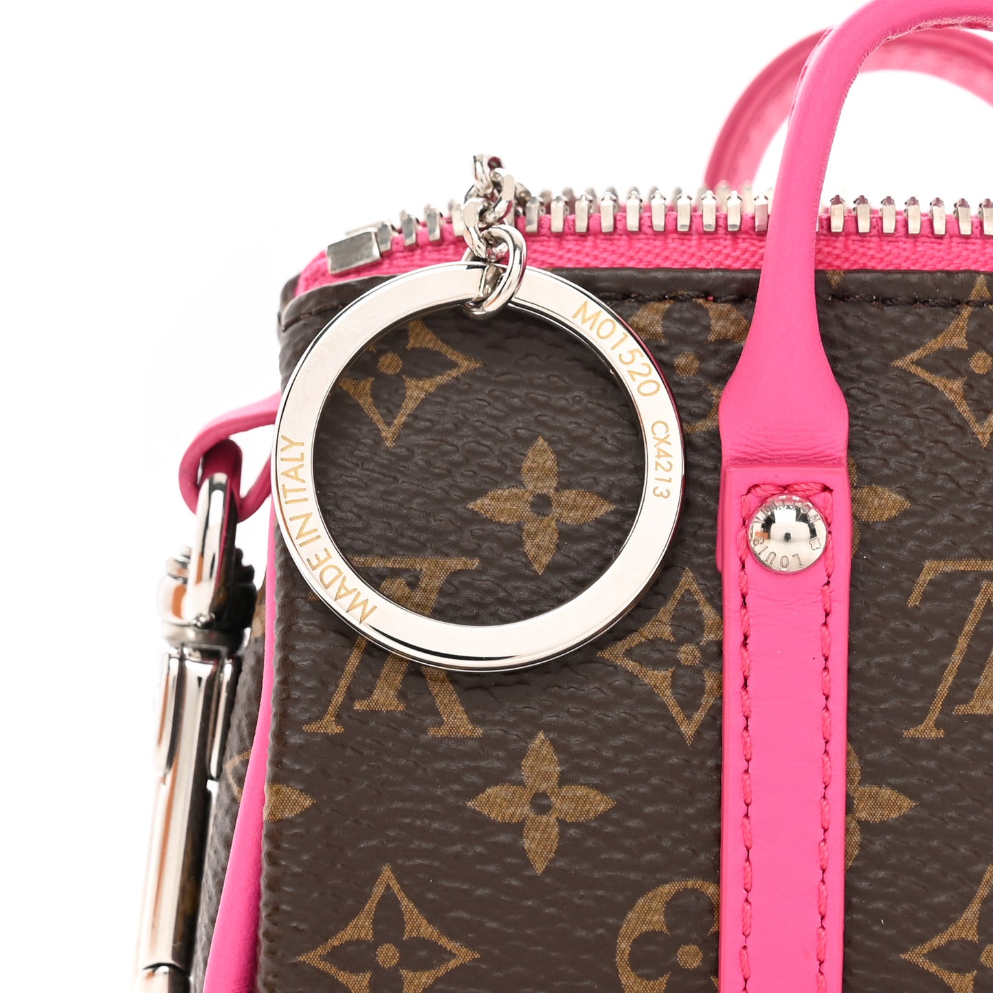Monogram LV Colormania Mini Keepall Pouch Bag Charm Pink