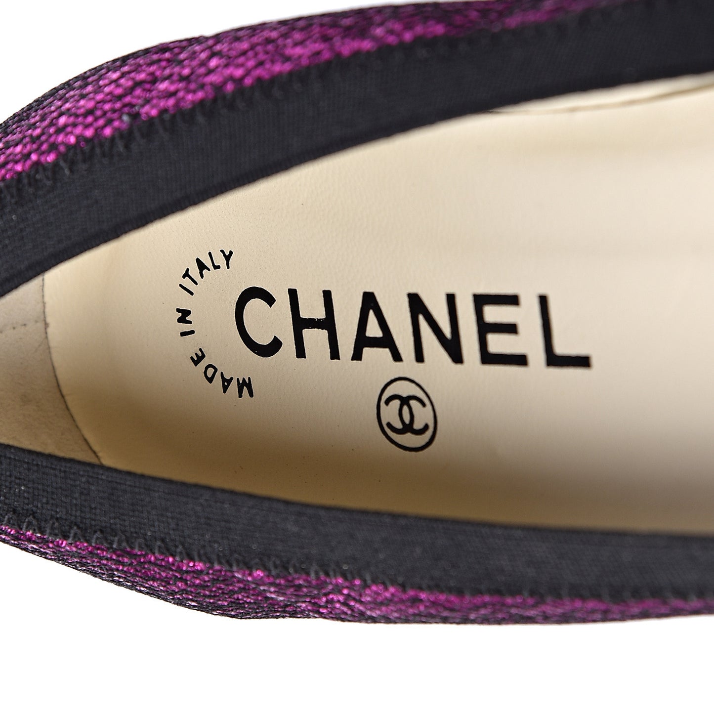 Metallic Lace Cap Toe Ballerina Flats 38 Fuchsia