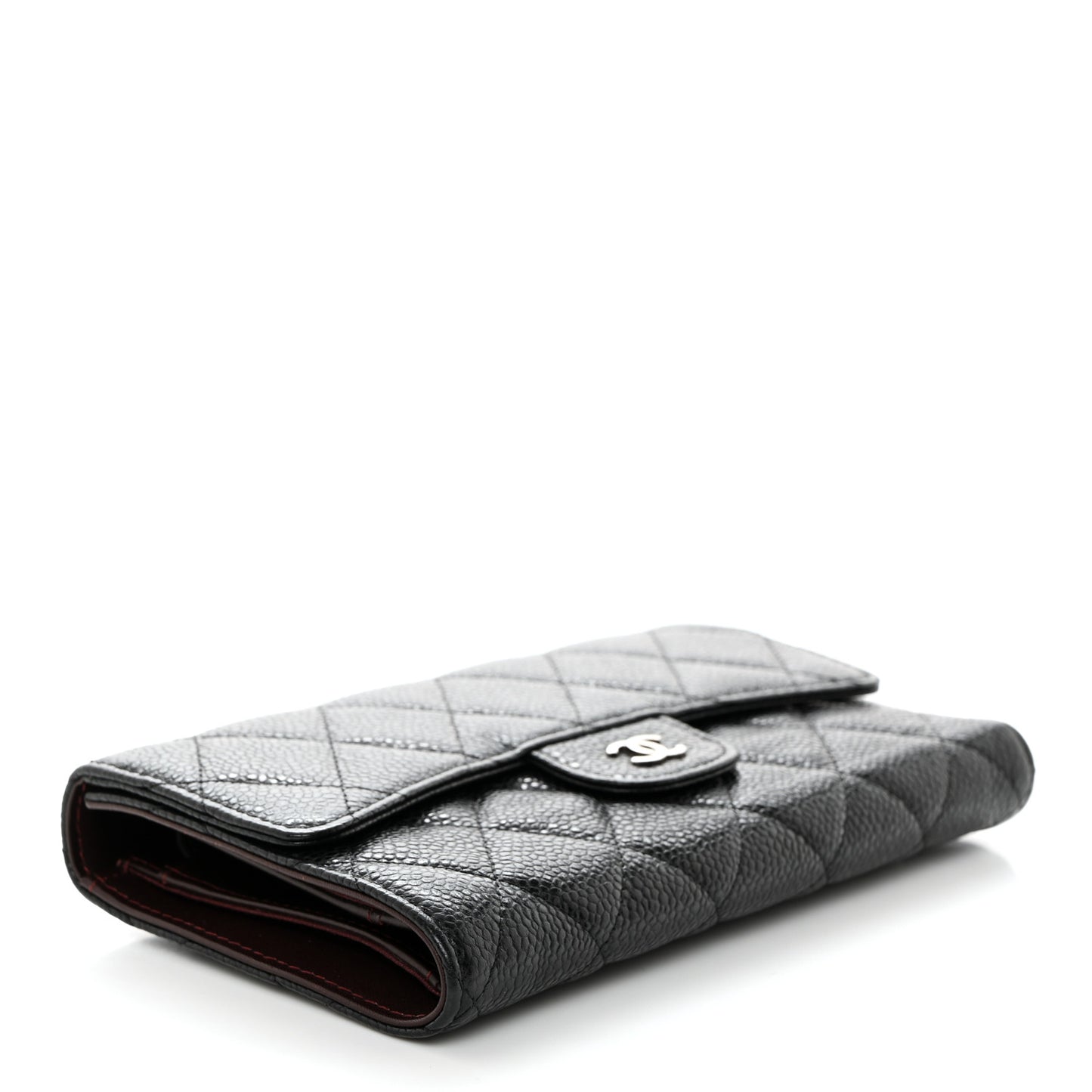 Caviar Quilted Large Flap Wallet Black