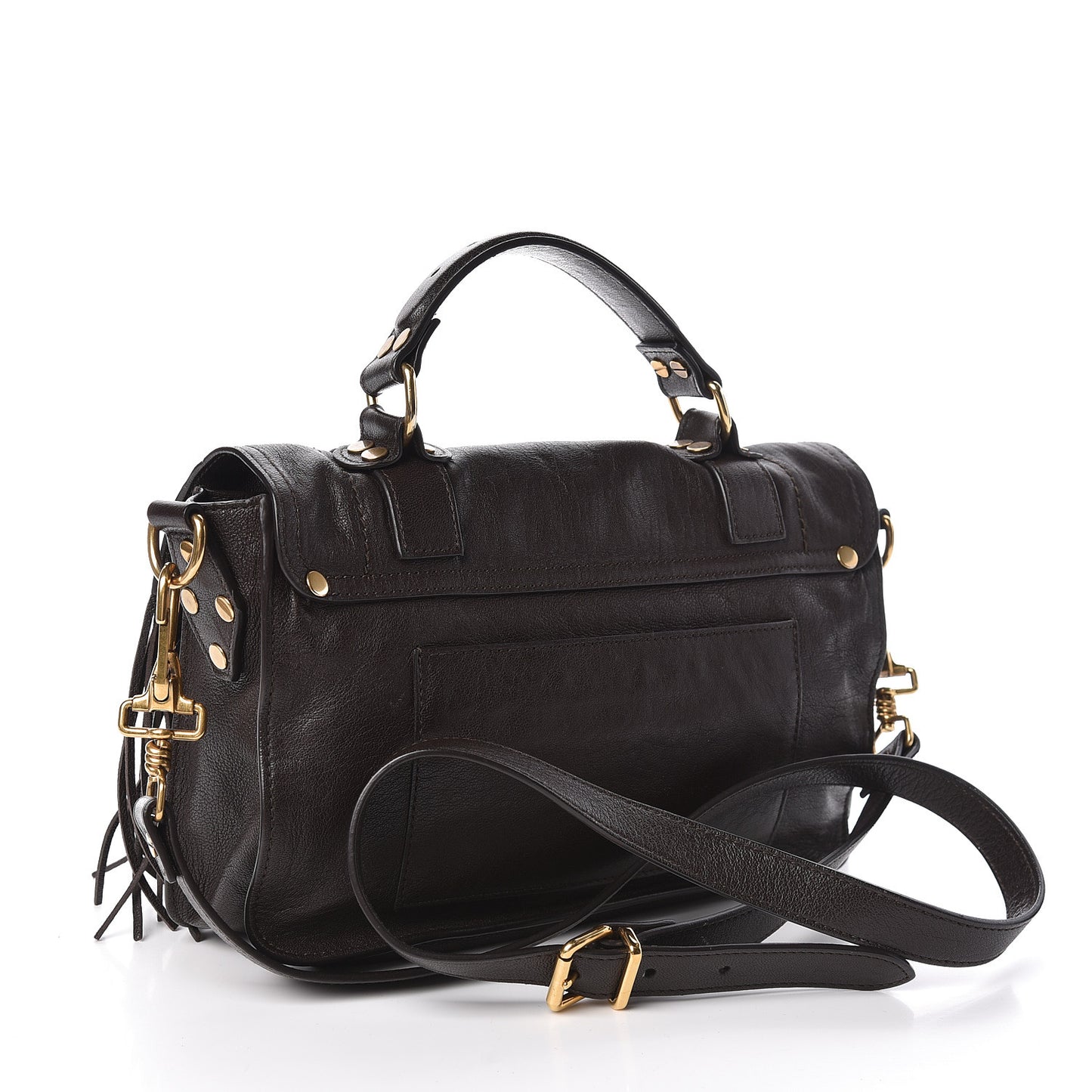Lambskin Tiny Fringe Lux PS1 Satchel Dark Chocolate