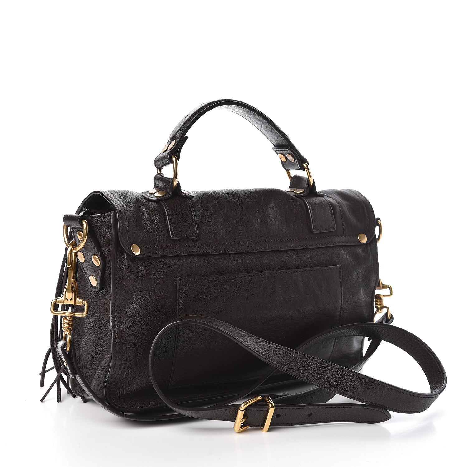 Proenza Schouler Lambskin Tiny Fringe Lux PS1 Satchel Dark Chocolate 3 of 10