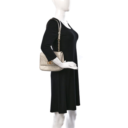 Salvatore Ferragamo Calfskin Quilted Gancini Flap Bag Bone 2 of 8