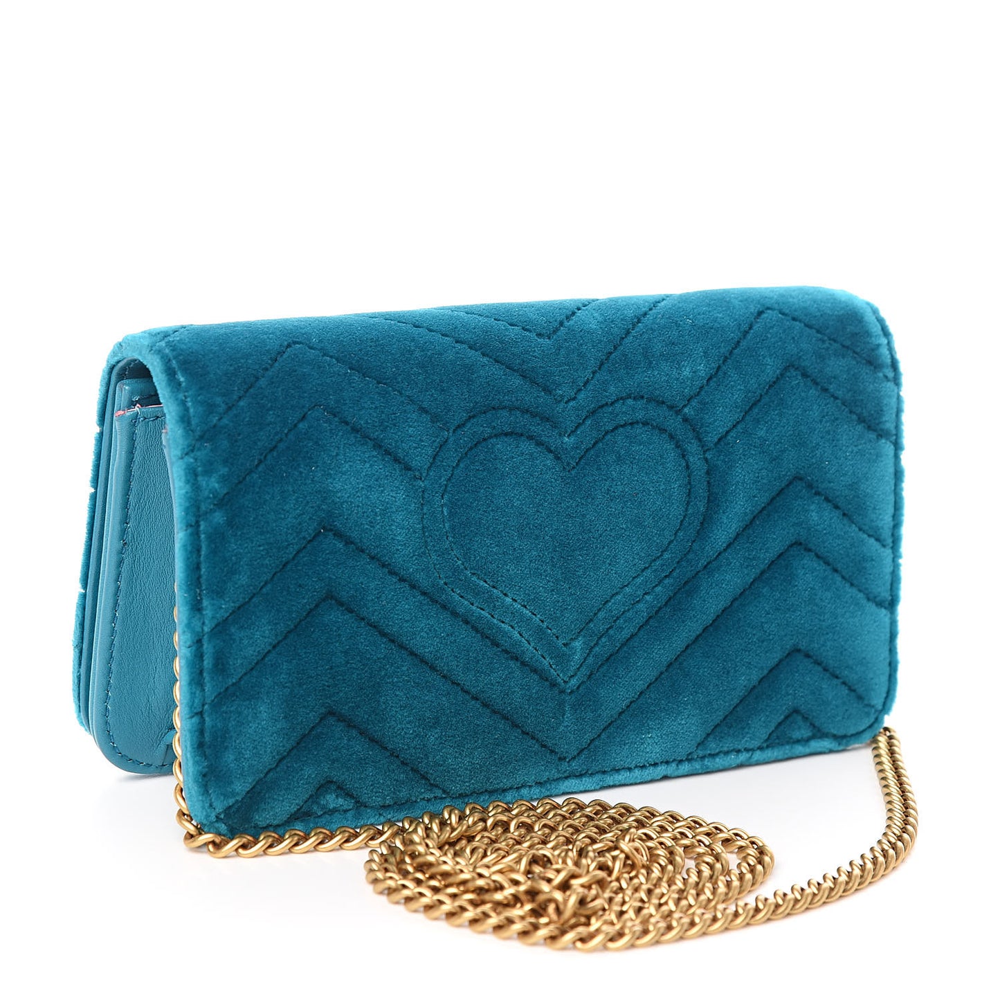Velvet Matelasse GG Marmont Mini Bag Pavone Cyan