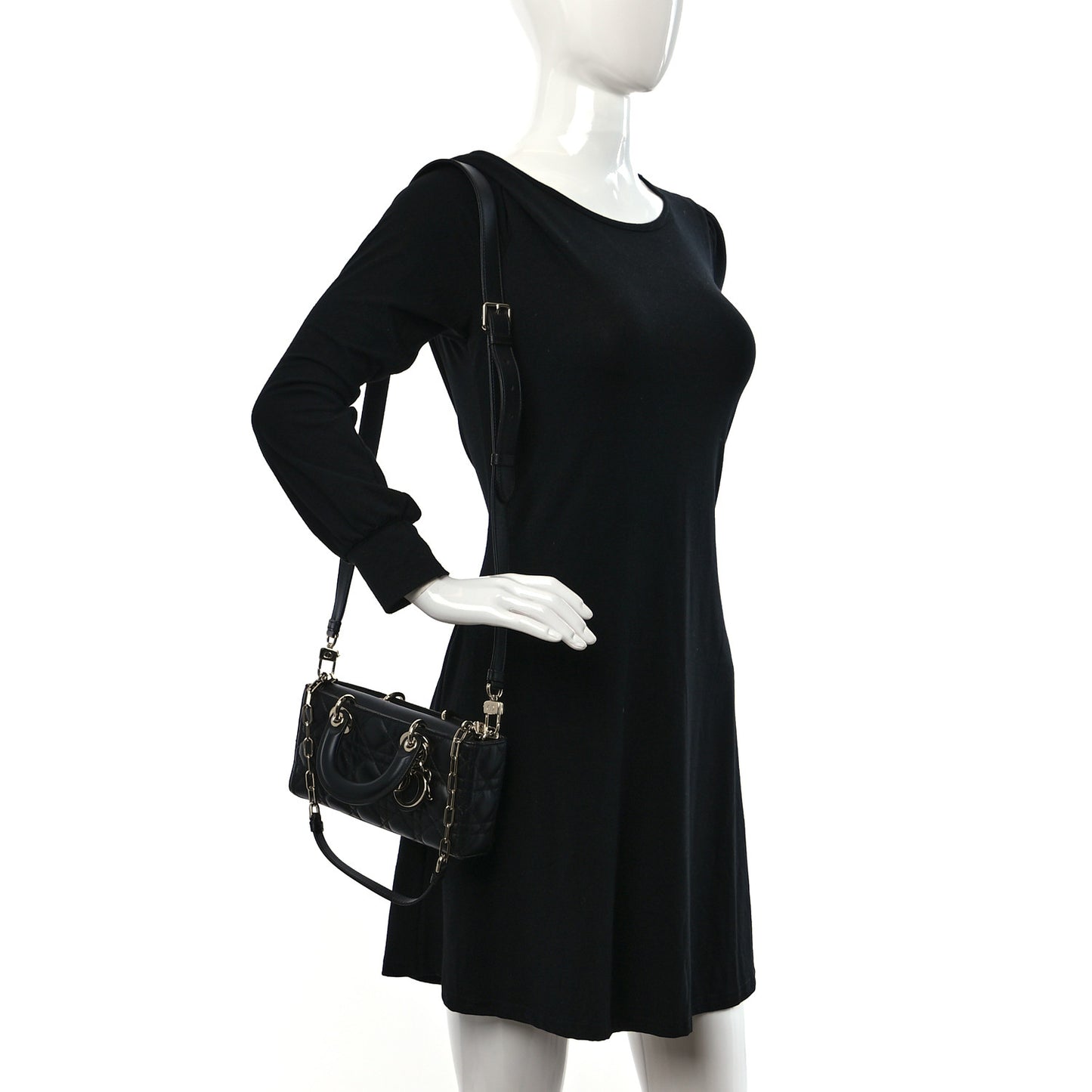 Lambskin Cannage Small Lady D-Joy Black