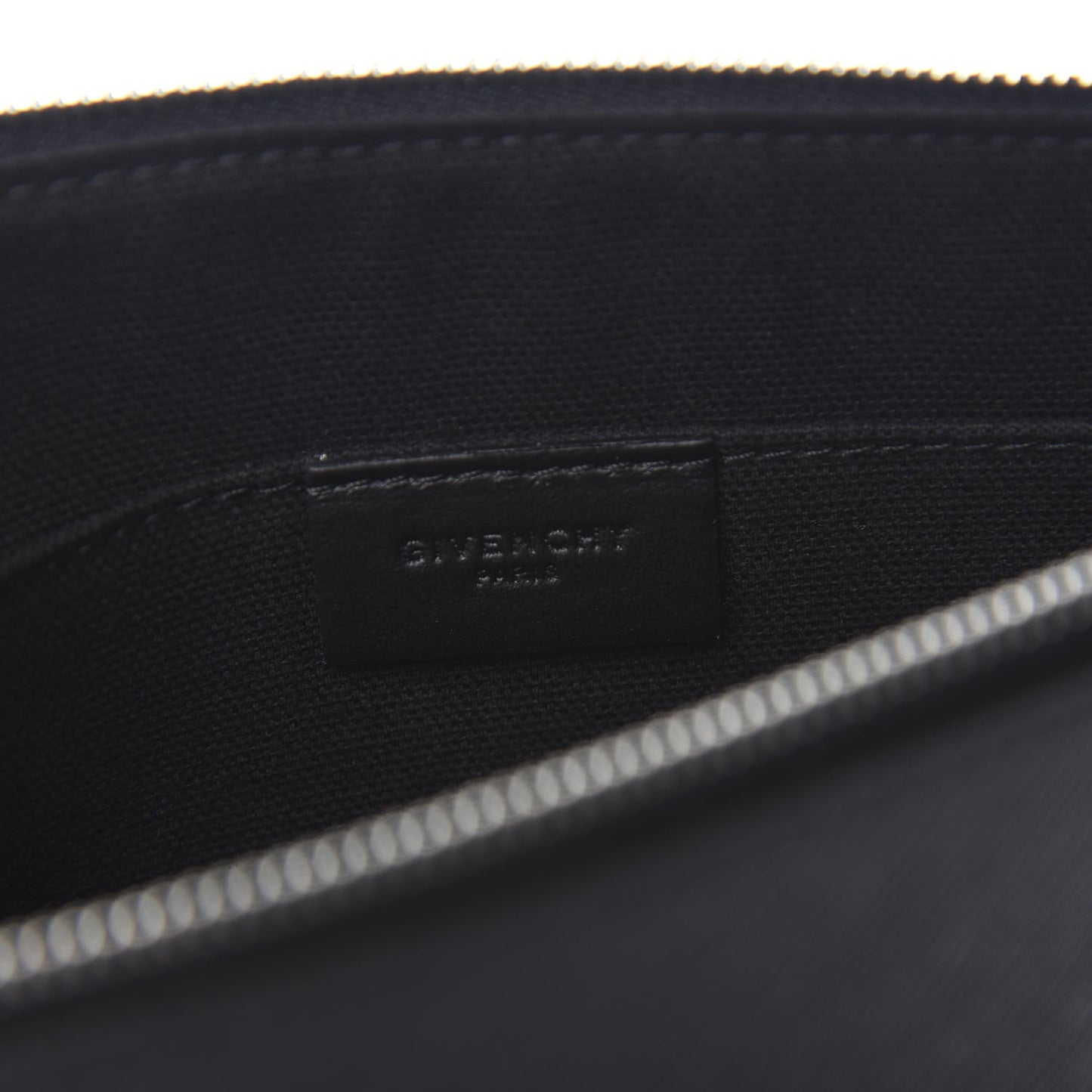 Textured Coated Canvas Iconic Prints Flat Medium Clutch Bag Black