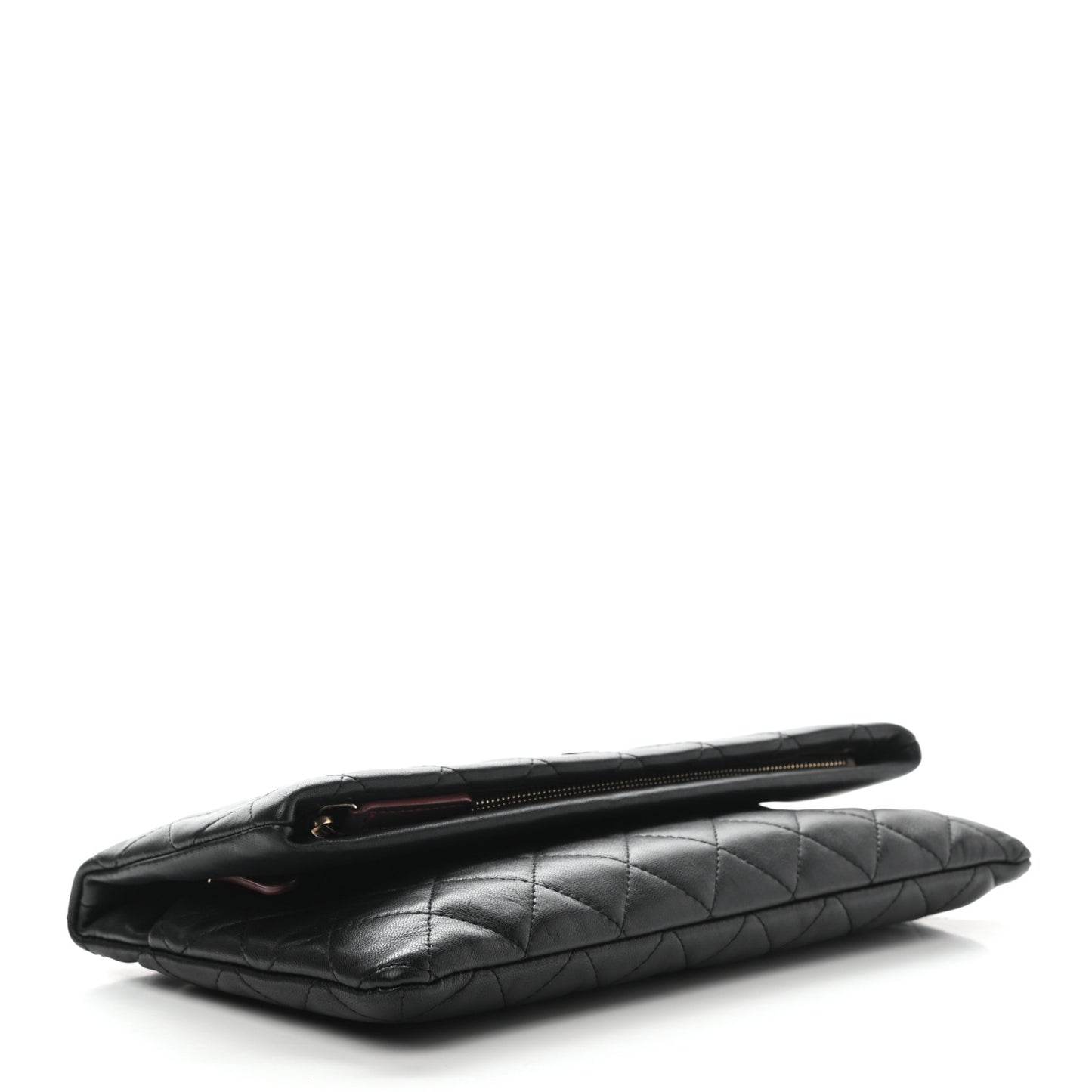 Lambskin Quilted CC Beauty Clutch Black