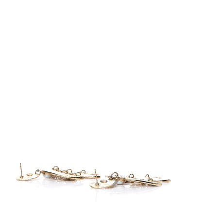 Chanel Crystal Pearl Coco Dangle Earrings Gold 3 of 5