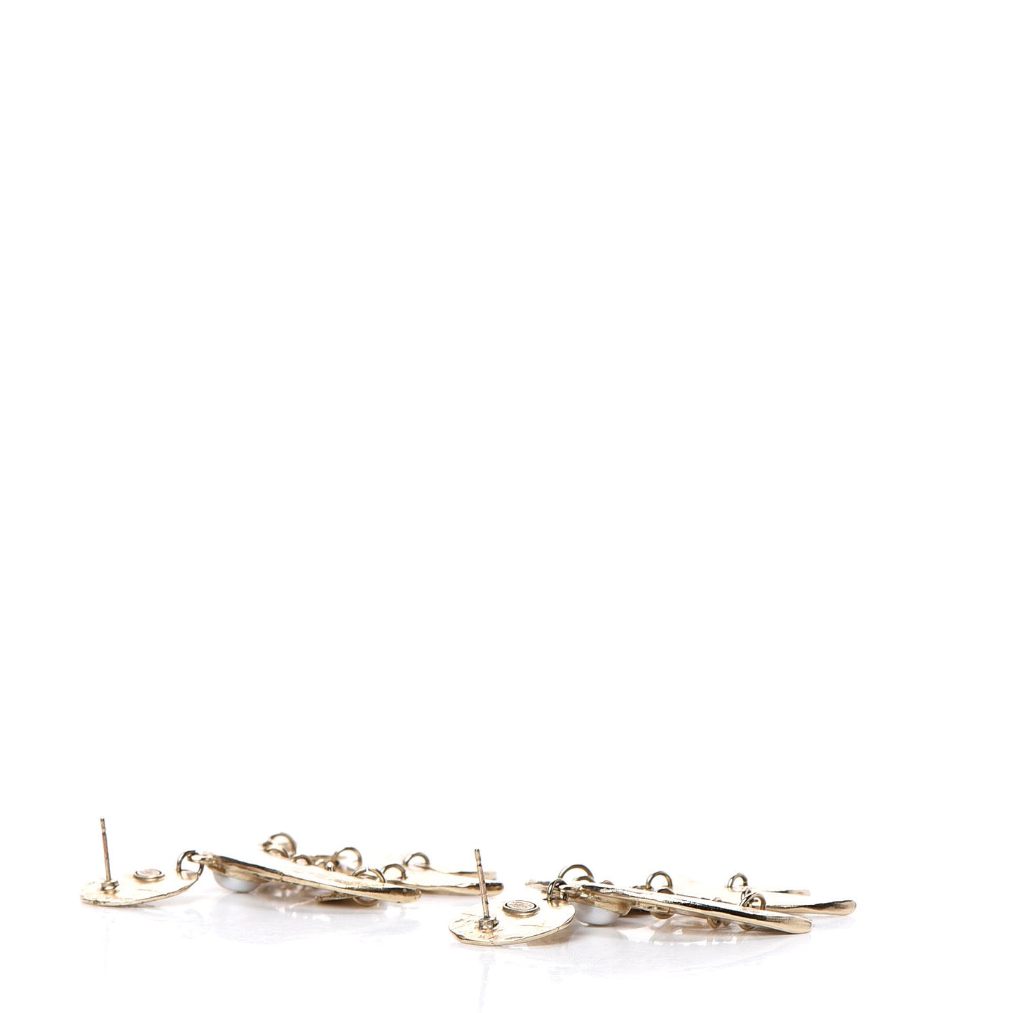Crystal Pearl Coco Dangle Earrings Gold