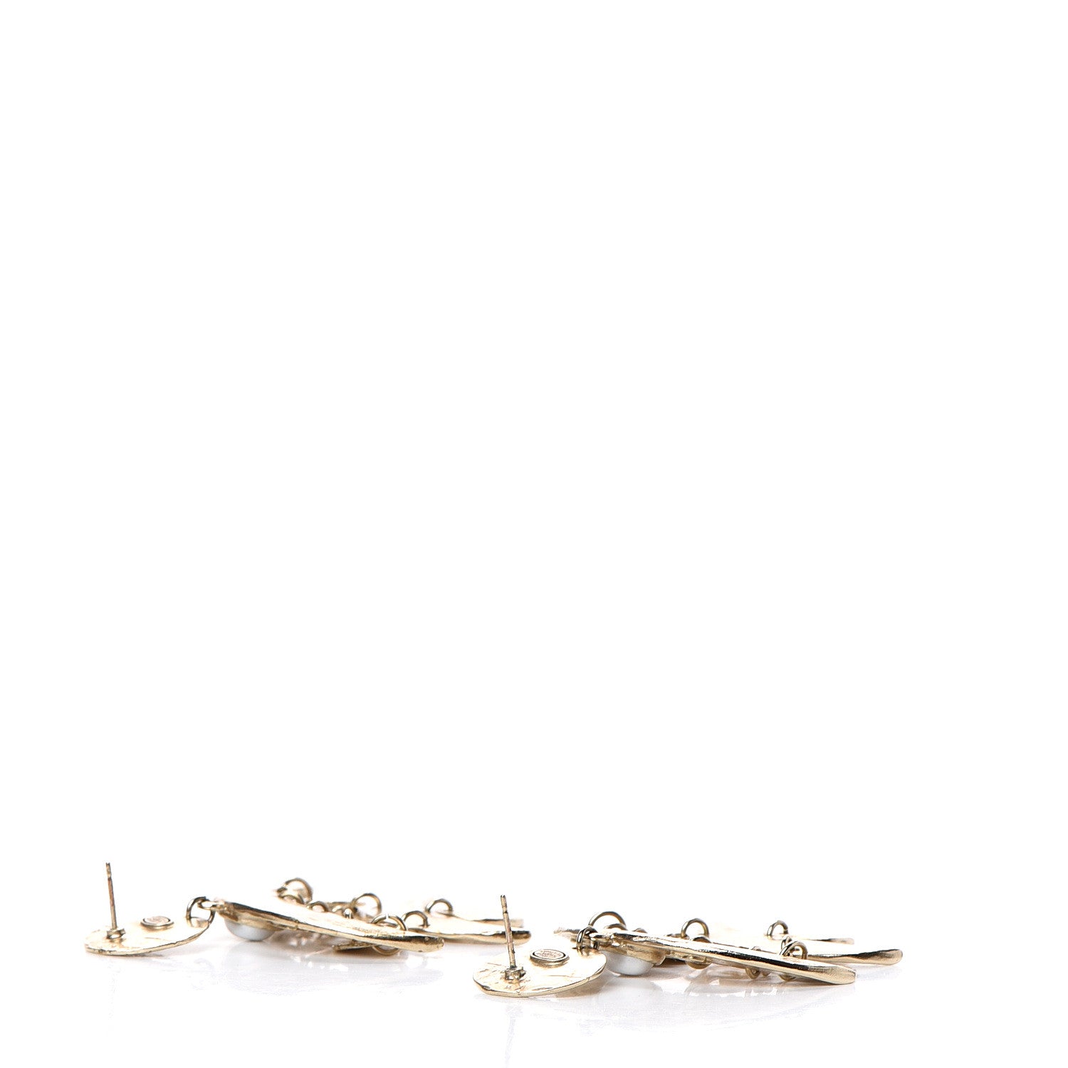 Chanel Crystal Pearl Coco Dangle Earrings Gold 3 of 5