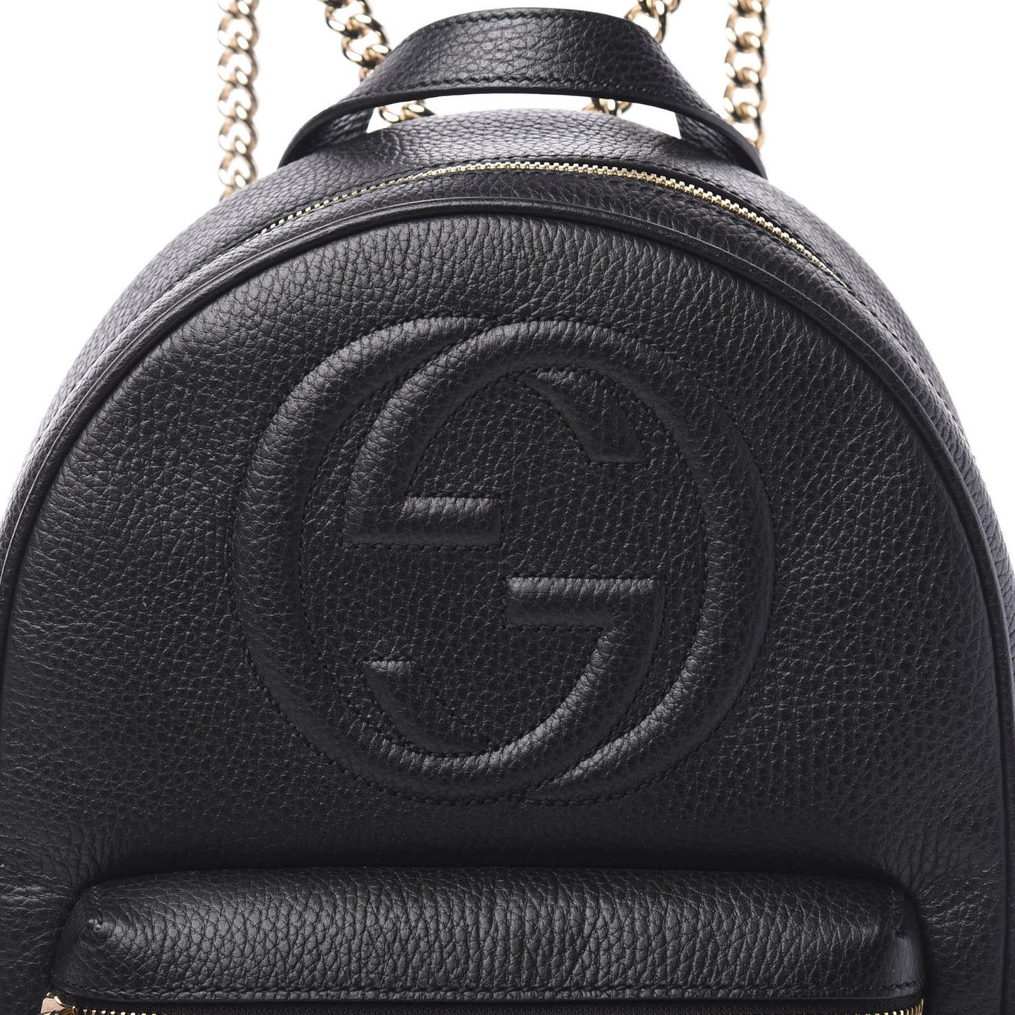 Pebbled Calfskin Soho Chain Backpack Black