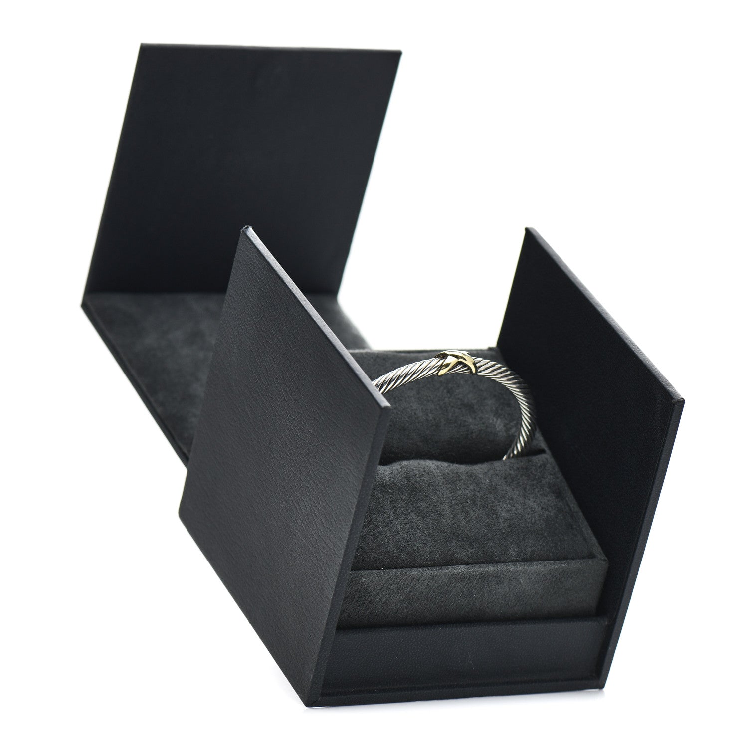 David Yurman Sterling Silver 14K Yellow Gold 5mm X Station Cable Bracelet 4 of 4