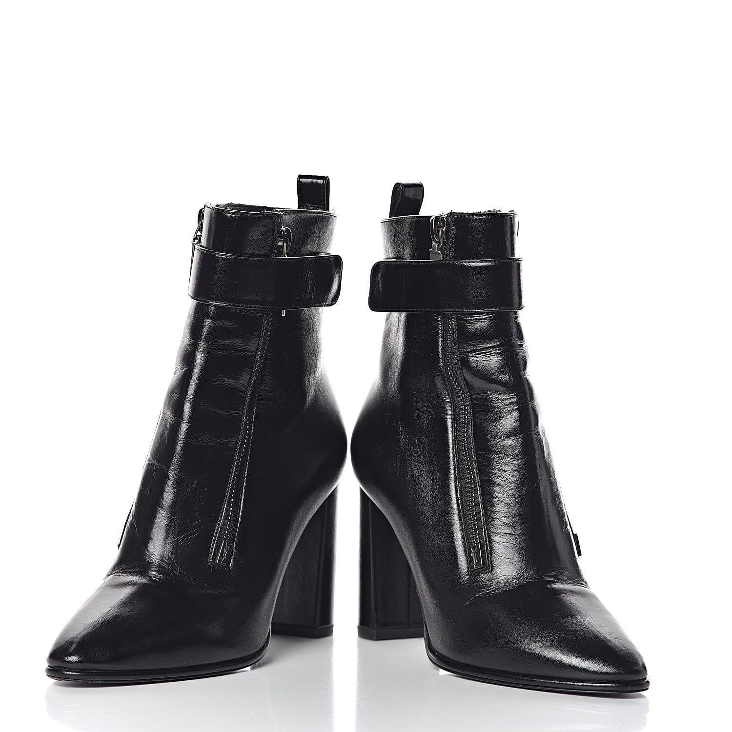 Saint Laurent Moroder Calfskin Loulou 95 Ankle Zip Booties 35.5 Black 6 of 17