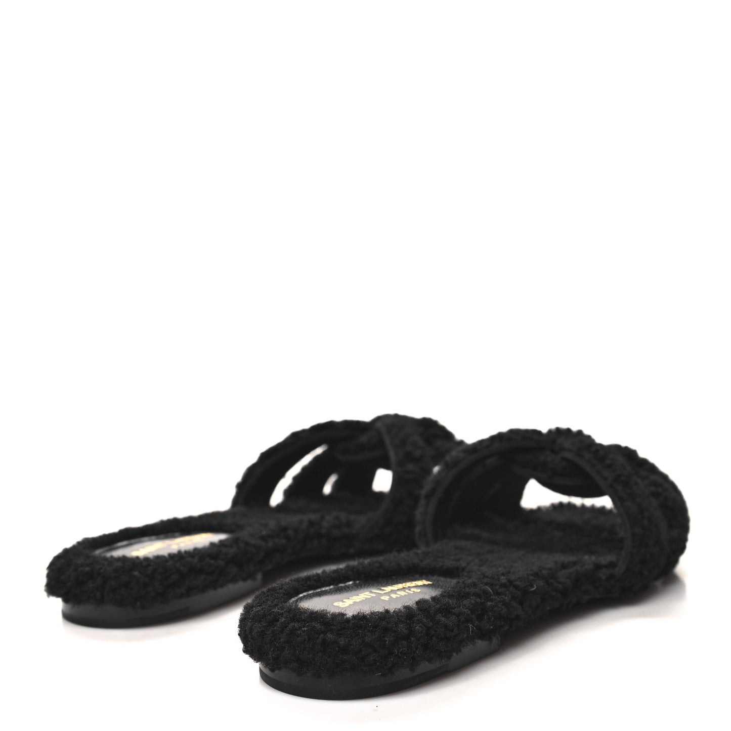Shearling Tribute Flat Mules 37.5 Black