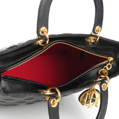 Christian Dior Lambskin Cannage Large Lady Dior Black 5 of 9