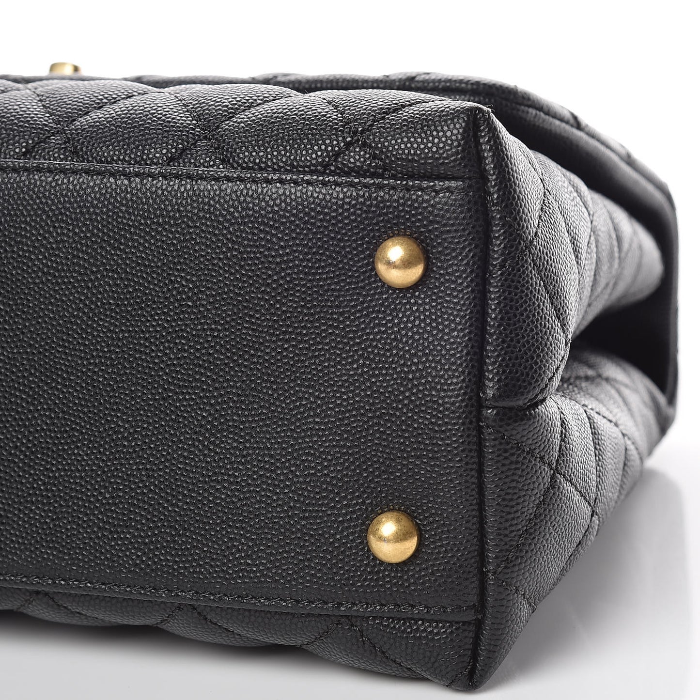 Caviar Quilted Small Coco Handle Flap Black