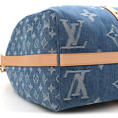 Louis Vuitton Denim Monogram New LV Remix Keepall Bandouliere 45 Blue 7 of 8
