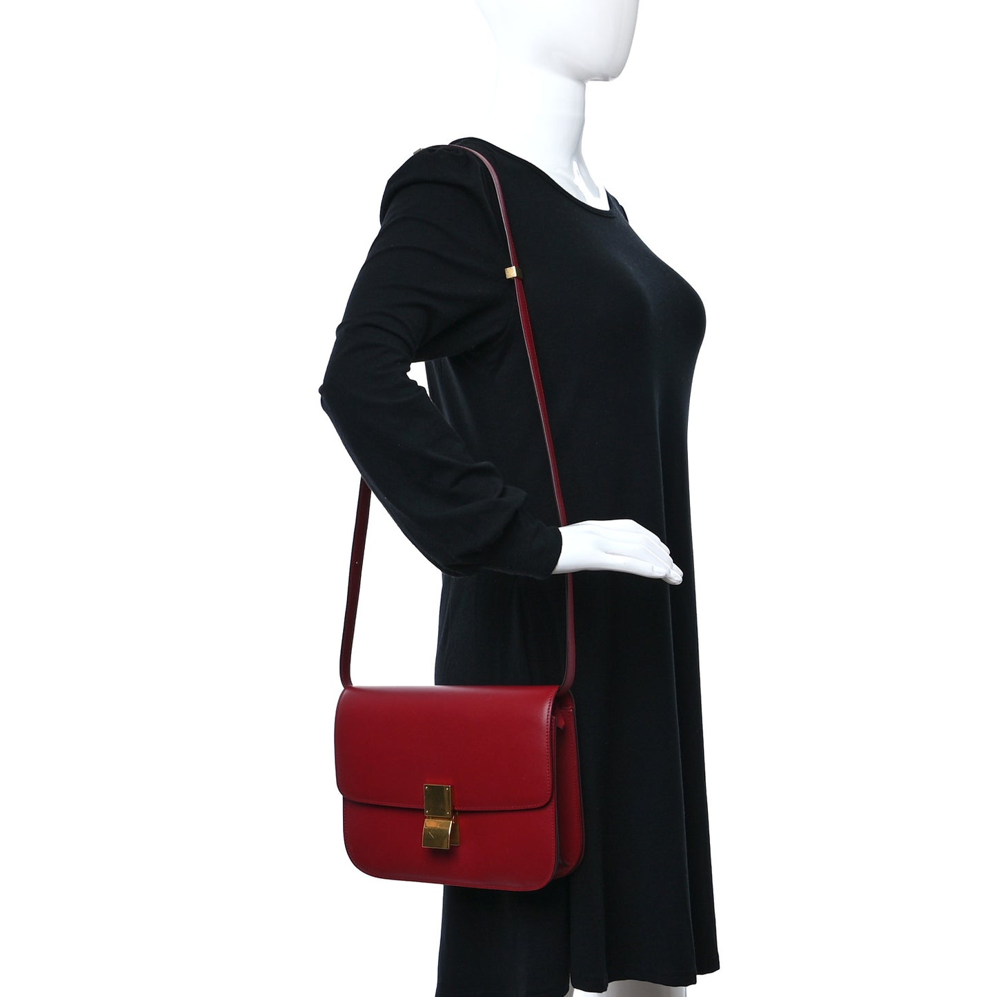 Box Calfskin Medium Classic Box Flap Bag Red