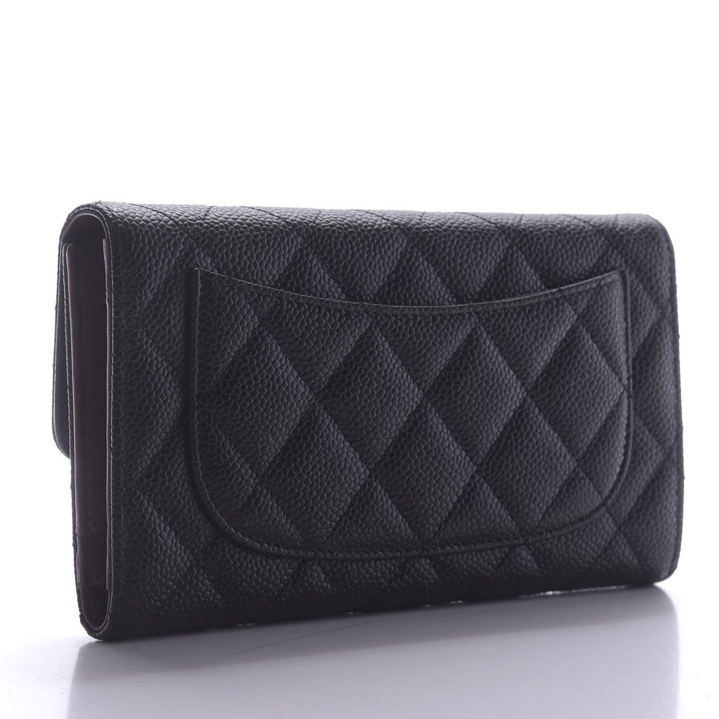 Caviar Quilted Large Flap Wallet Black