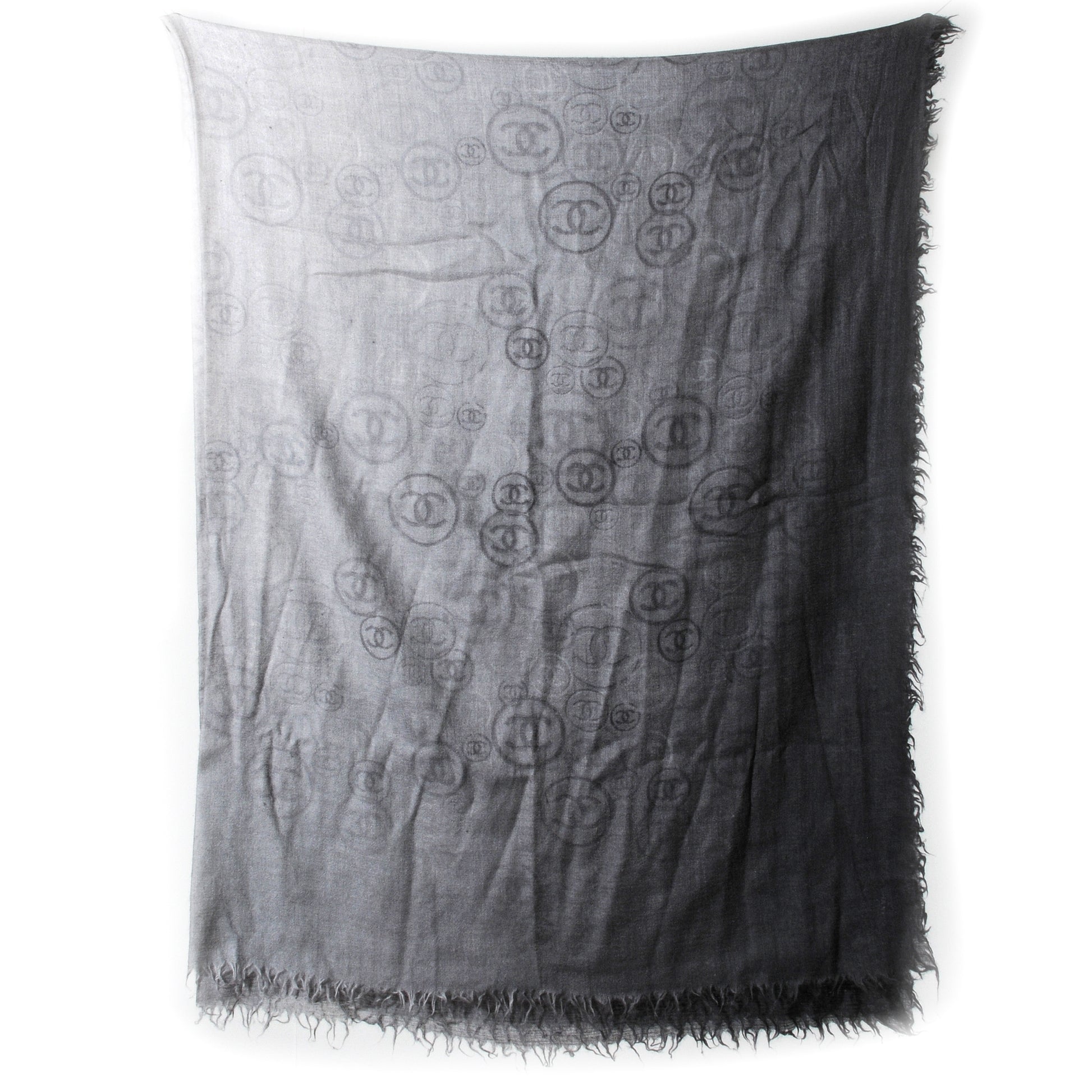 Chanel Cashmere CC Fringe Scarf Grey 2 of 4