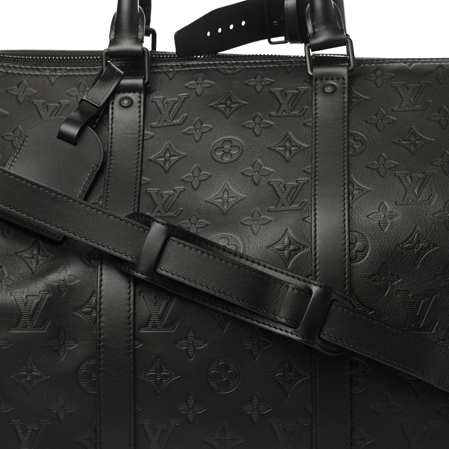 Calfskin Shadow Monogram Keepall Bandouliere 50 Black