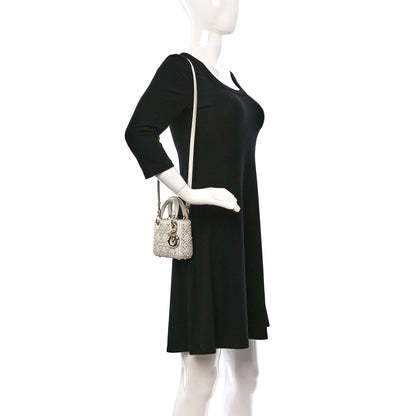 Christian Dior Lambskin Pearl Cannage Micro Lady Dior Latte 2 of 10