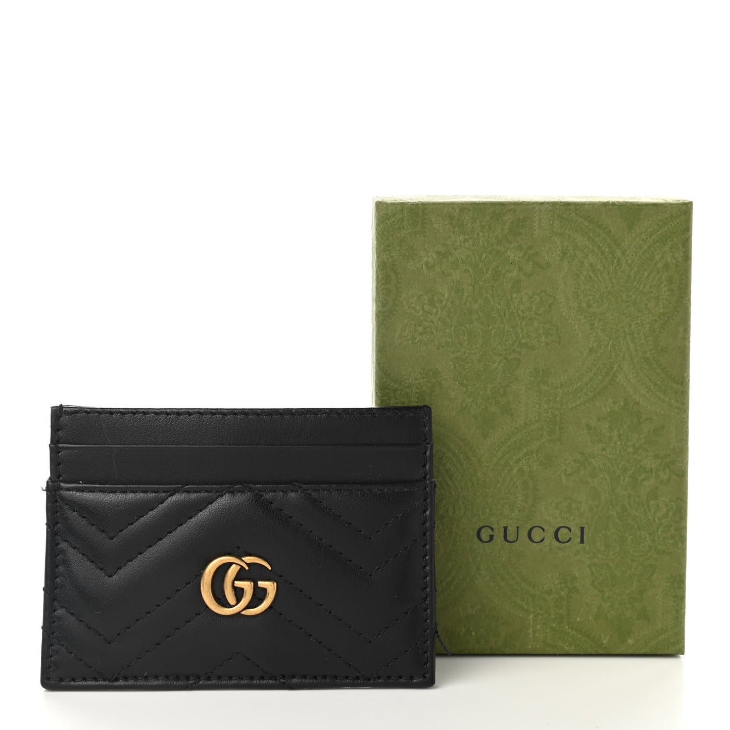 Calfskin Matelasse GG Marmont Card Holder Black