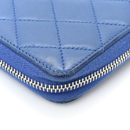 Chanel Lambskin Quilted Large Gusset Zip Around Wallet Dark Blue 18 of 22